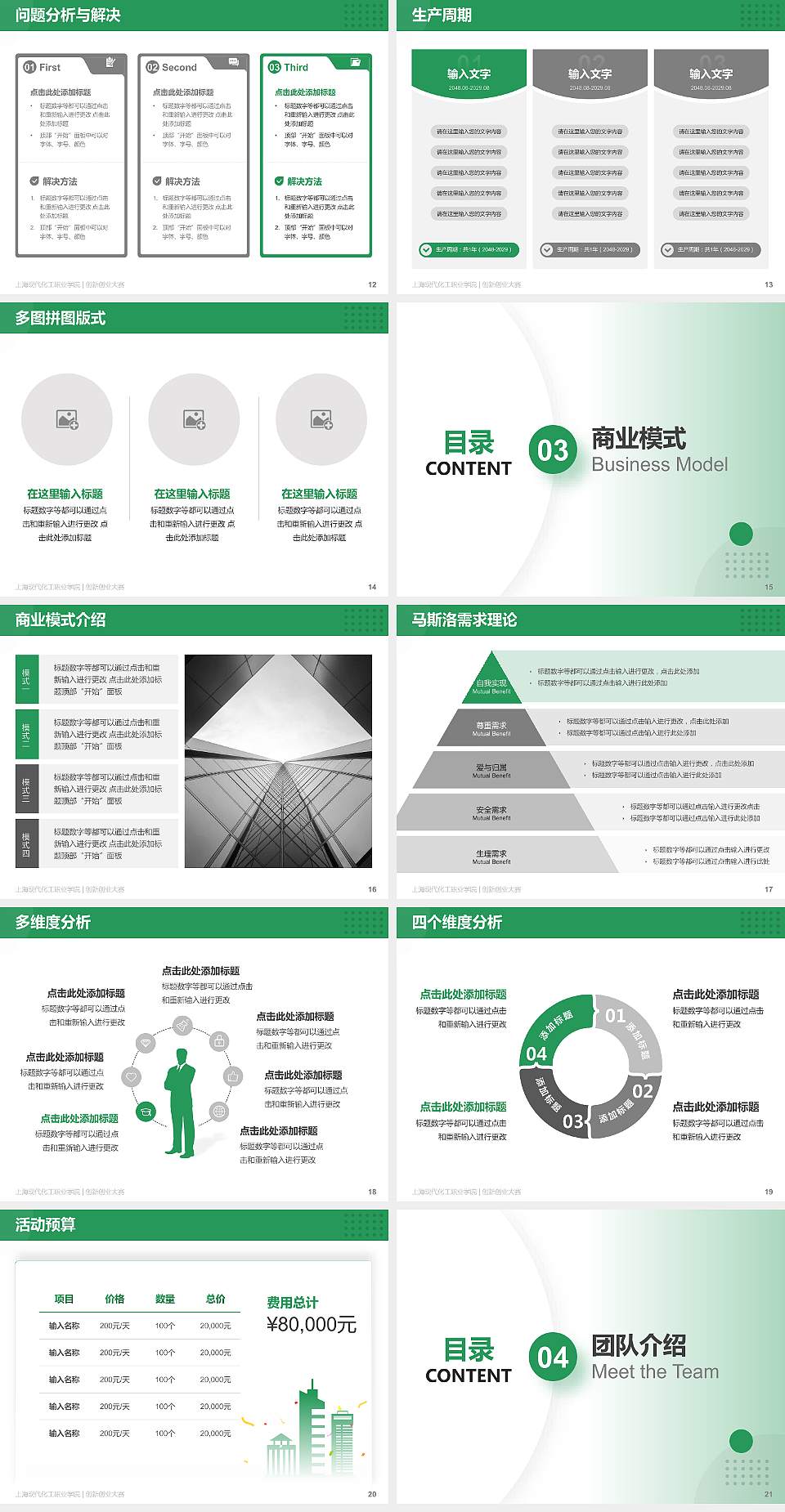 上海现代化工职业学院全国大学生创新创业大赛计划书PPT模板4:3格式幻灯片预览图3