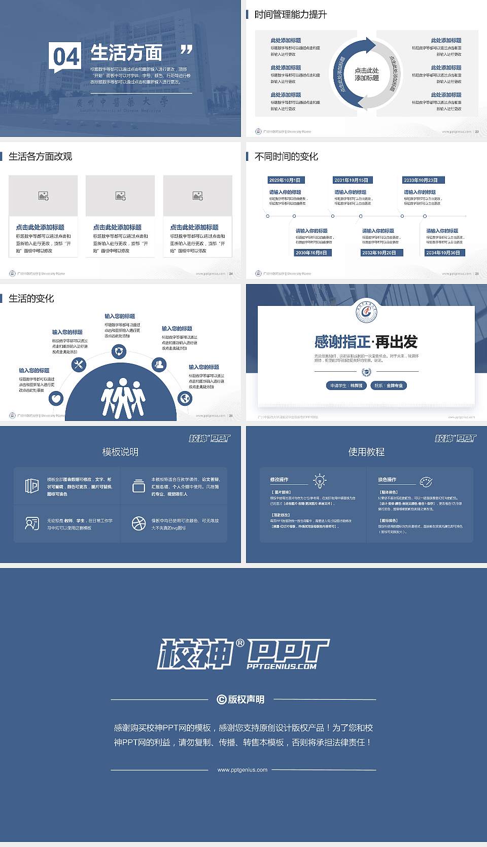 广州中医药大学专用国家奖学金答辩PPT模板16:9格式幻灯片预览图4