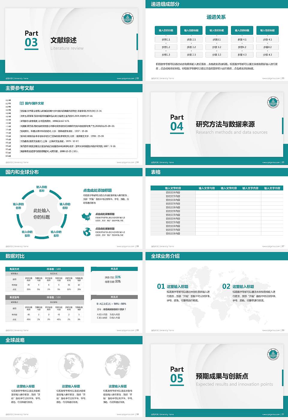 山西大学硕士研究生/本科生毕业论文答辩/开题报告通用PPT模板下载16:9格式幻灯片预览图4