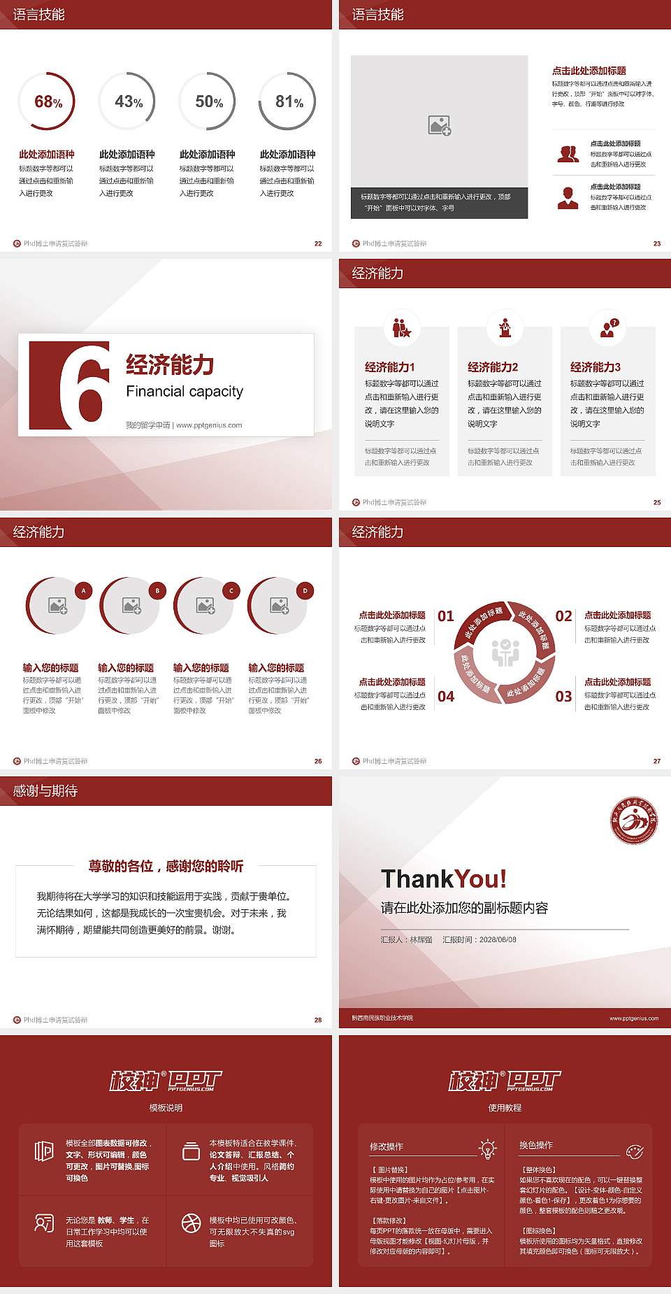 黔西南民族职业技术学院PhD博士申请面试/复试答辩通用PPT模板4:3格式幻灯片预览图4