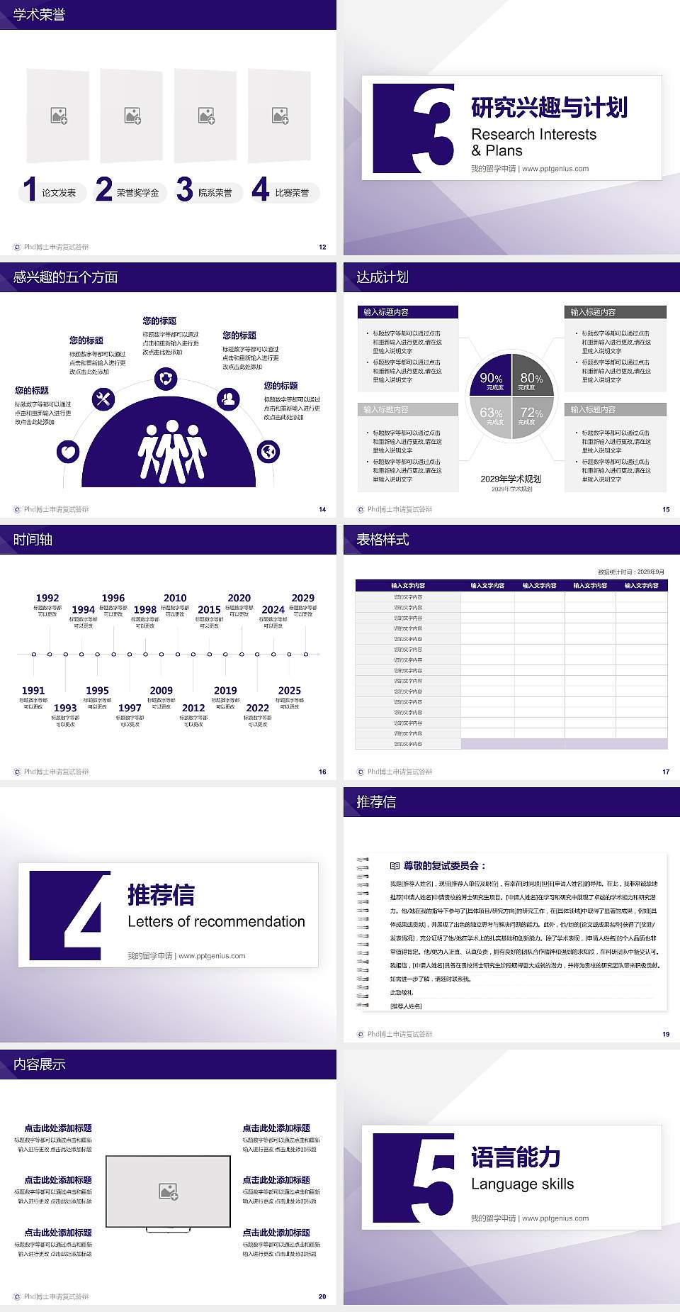 钦州学院PhD博士申请面试/复试答辩通用PPT模板4:3格式幻灯片预览图3