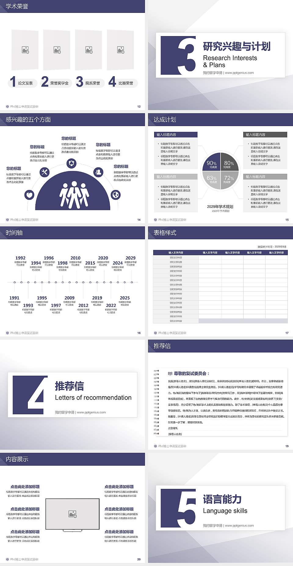 宜宾学院PhD博士申请面试/复试答辩通用PPT模板4:3格式幻灯片预览图3