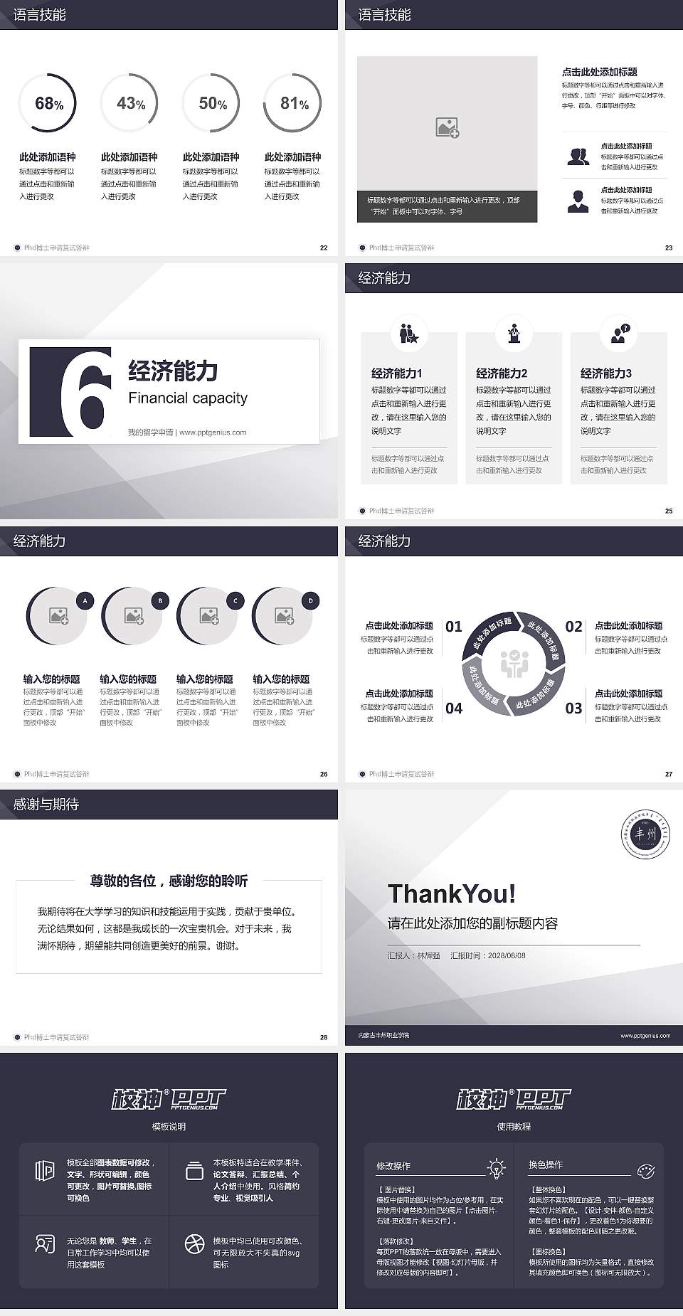 内蒙古丰州职业学院PhD博士申请面试/复试答辩通用PPT模板4:3格式幻灯片预览图4