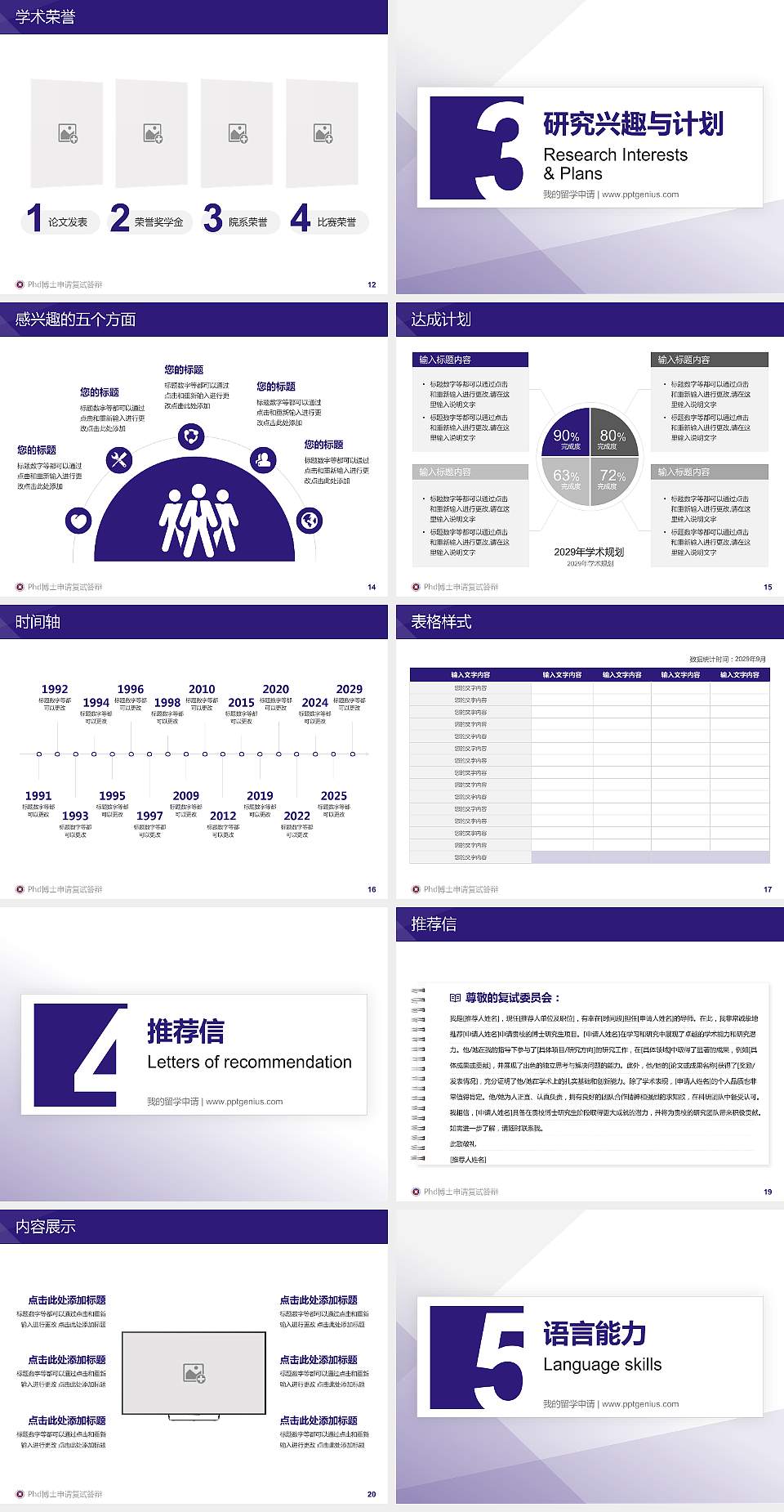 广东培正学院PhD博士申请面试/复试答辩通用PPT模板4:3格式幻灯片预览图3