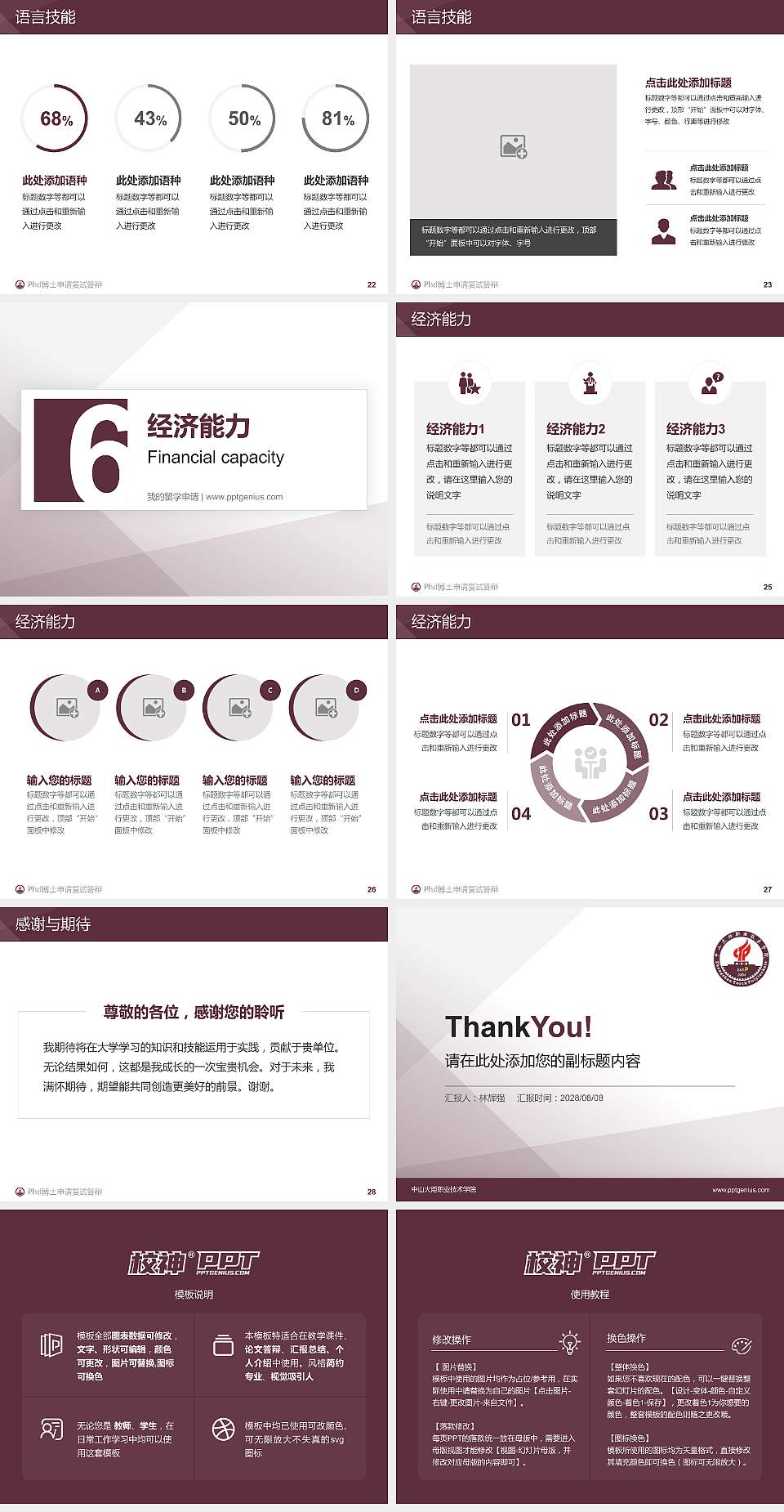 中山火炬职业技术学院PhD博士申请面试/复试答辩通用PPT模板4:3格式幻灯片预览图4