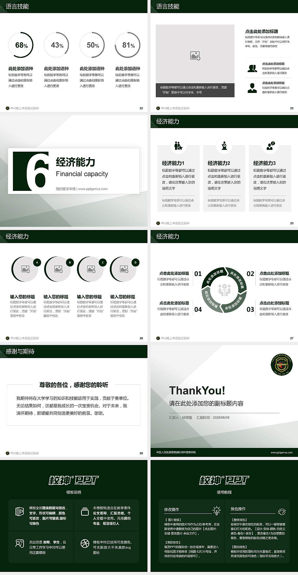 中国人民武装警察部队特种警察学院PhD博士申请面试/复试答辩通用PPT模板4:3格式幻灯片预览图4