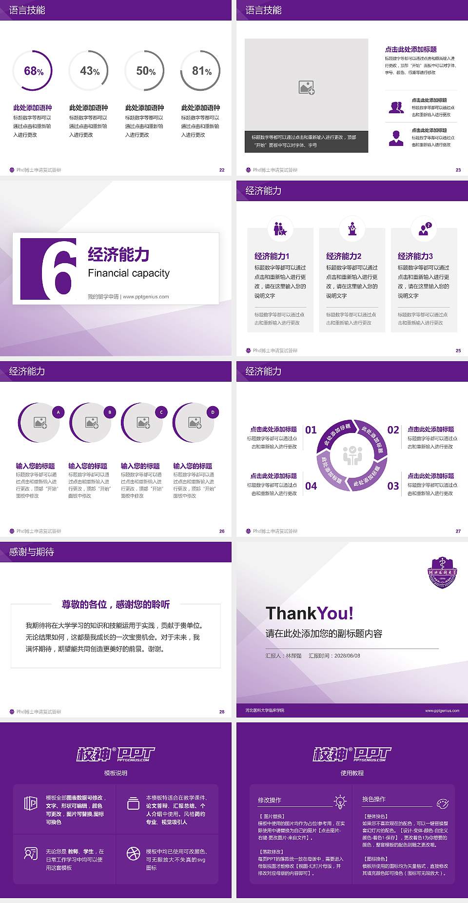 河北医科大学临床学院PhD博士申请面试/复试答辩通用PPT模板4:3格式幻灯片预览图4