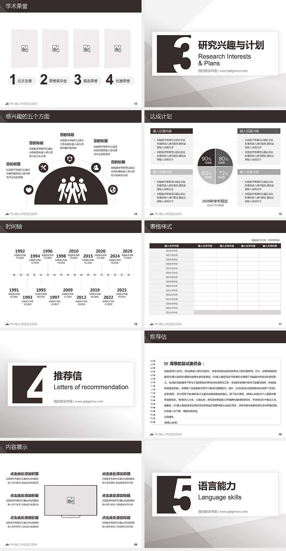 桂林山水职业学院PhD博士申请面试/复试答辩通用PPT模板4:3格式幻灯片预览图3