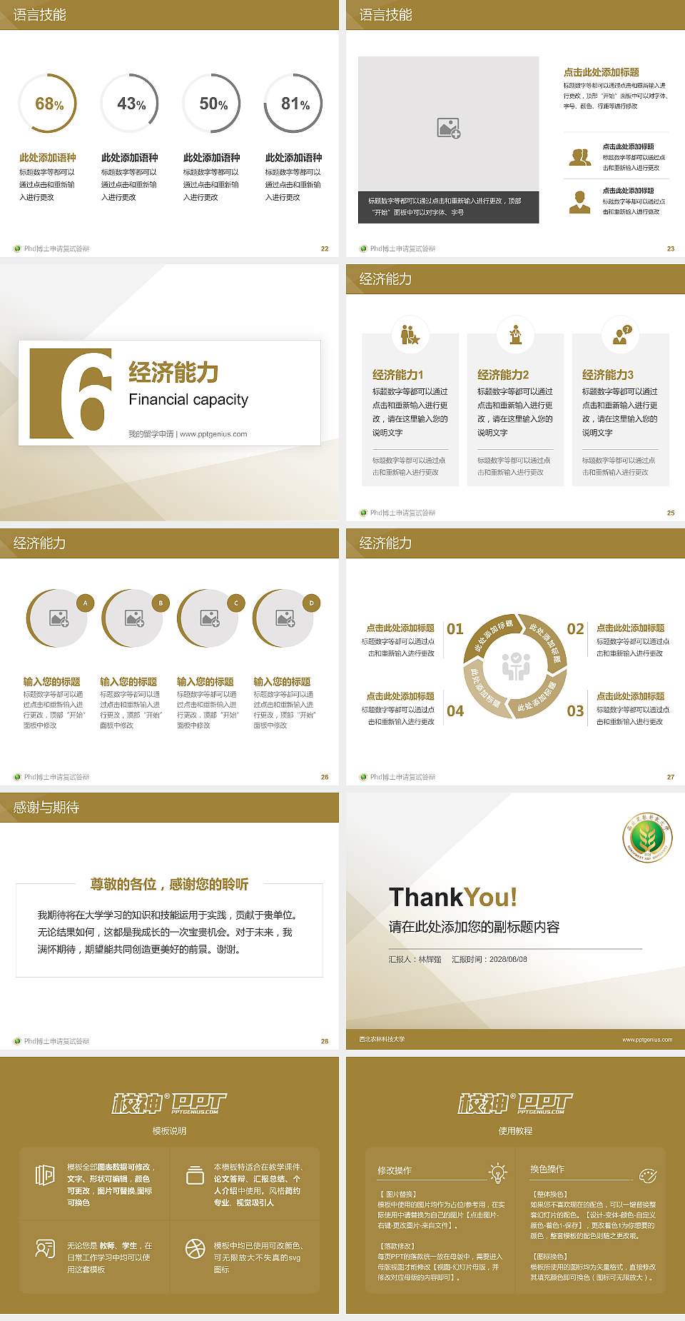 西北农林科技大学PhD博士申请面试/复试答辩通用PPT模板4:3格式幻灯片预览图4