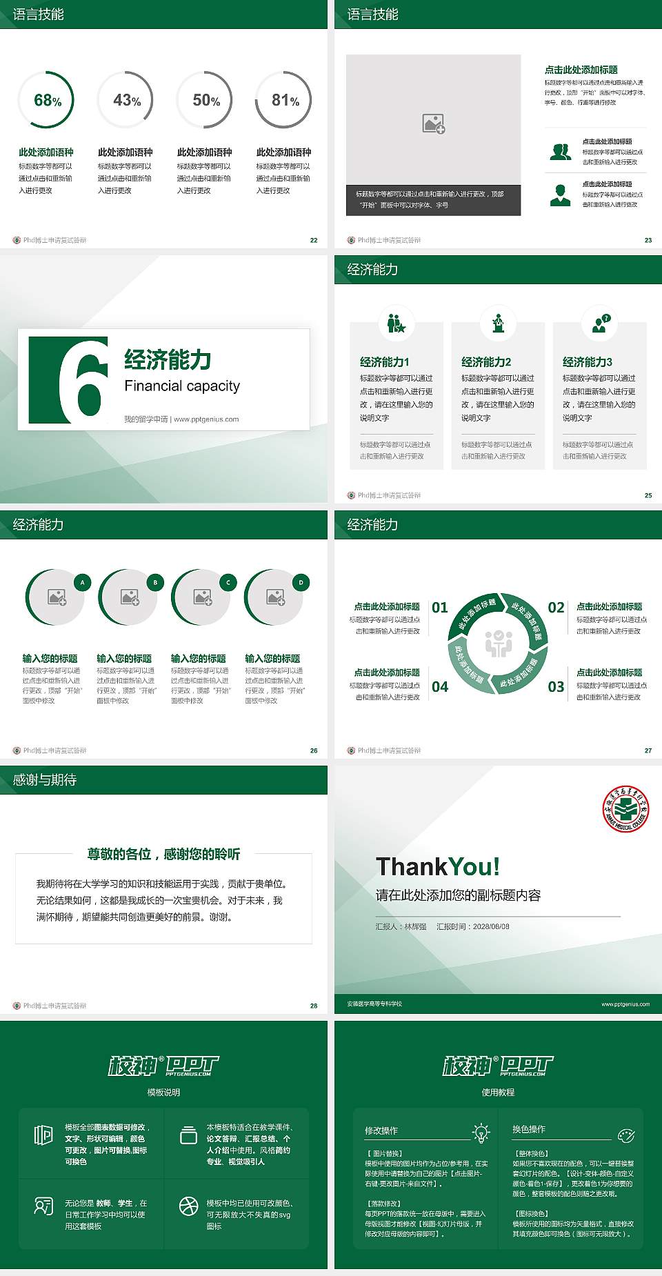 安徽医学高等专科学校PhD博士申请面试/复试答辩通用PPT模板4:3格式幻灯片预览图4