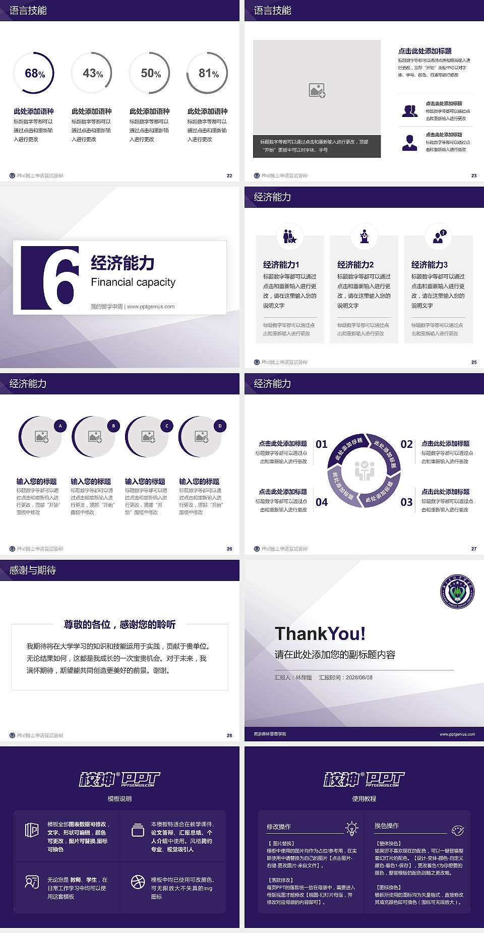 南京森林警察学院PhD博士申请面试/复试答辩通用PPT模板4:3格式幻灯片预览图4