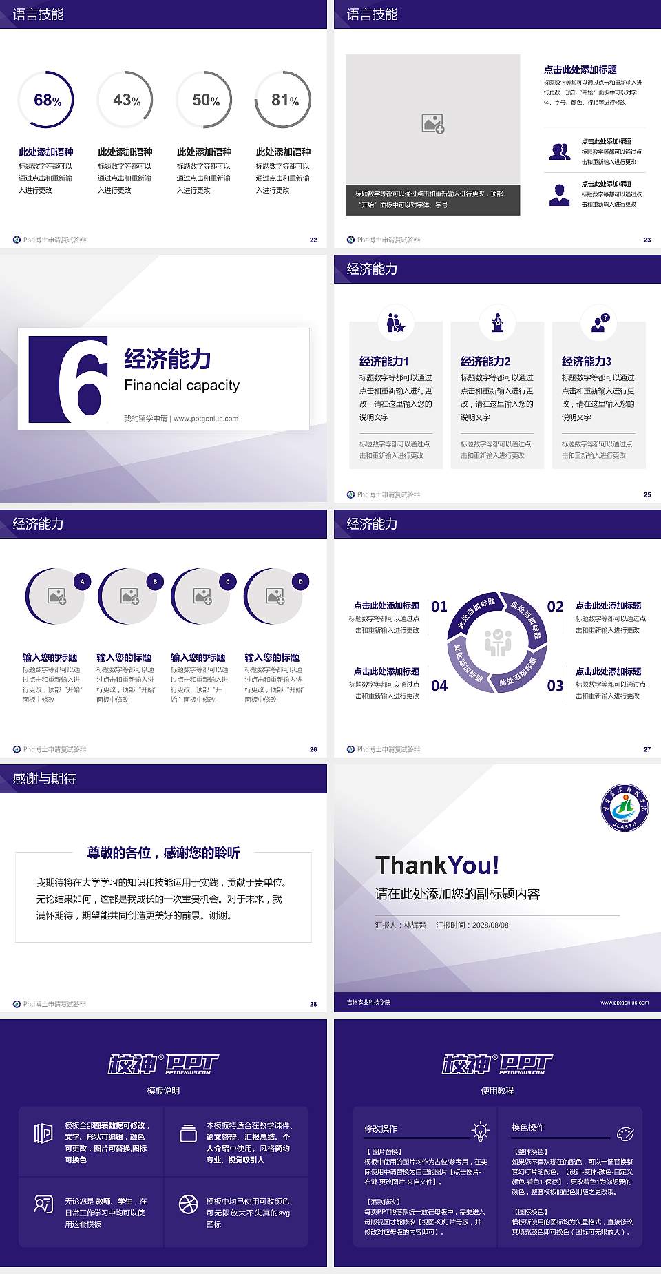 吉林农业科技学院PhD博士申请面试/复试答辩通用PPT模板4:3格式幻灯片预览图4