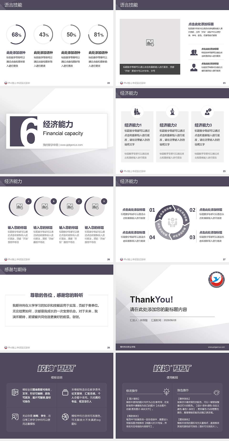 黄冈科技职业学院PhD博士申请面试/复试答辩通用PPT模板4:3格式幻灯片预览图4