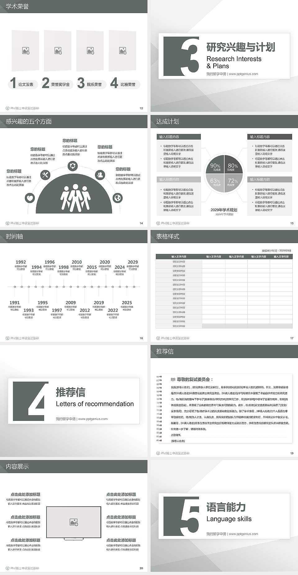 永城职业学院PhD博士申请面试/复试答辩通用PPT模板4:3格式幻灯片预览图3