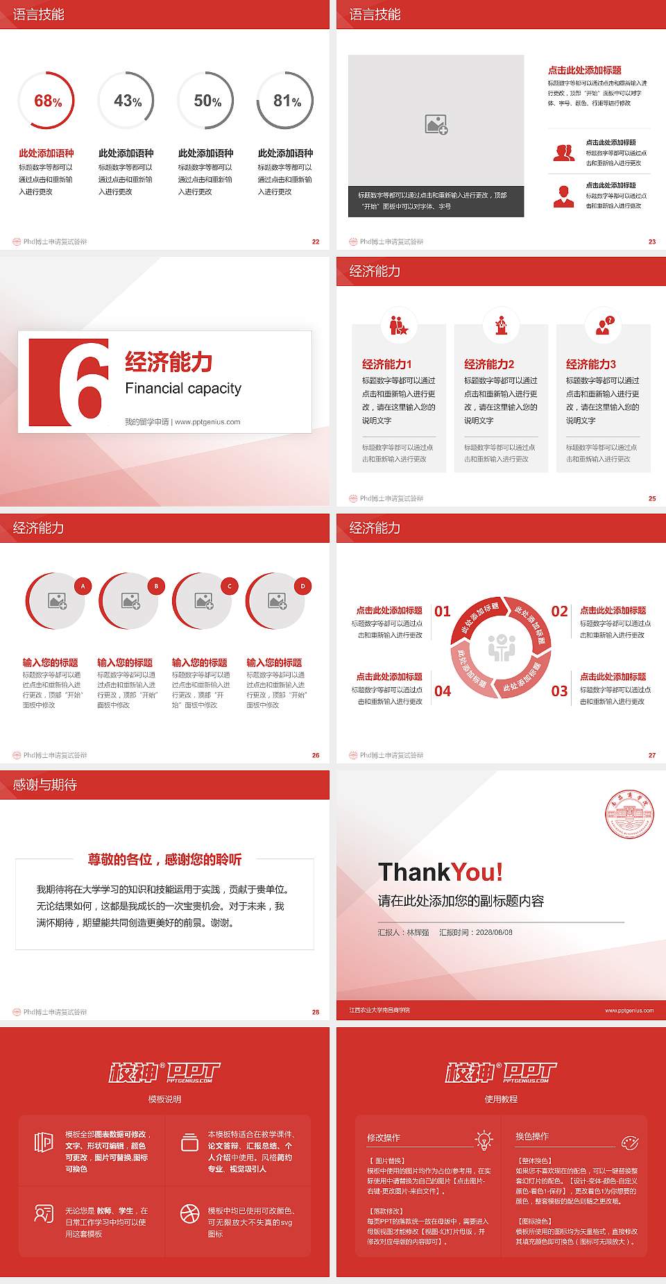 江西农业大学南昌商学院PhD博士申请面试/复试答辩通用PPT模板4:3格式幻灯片预览图4