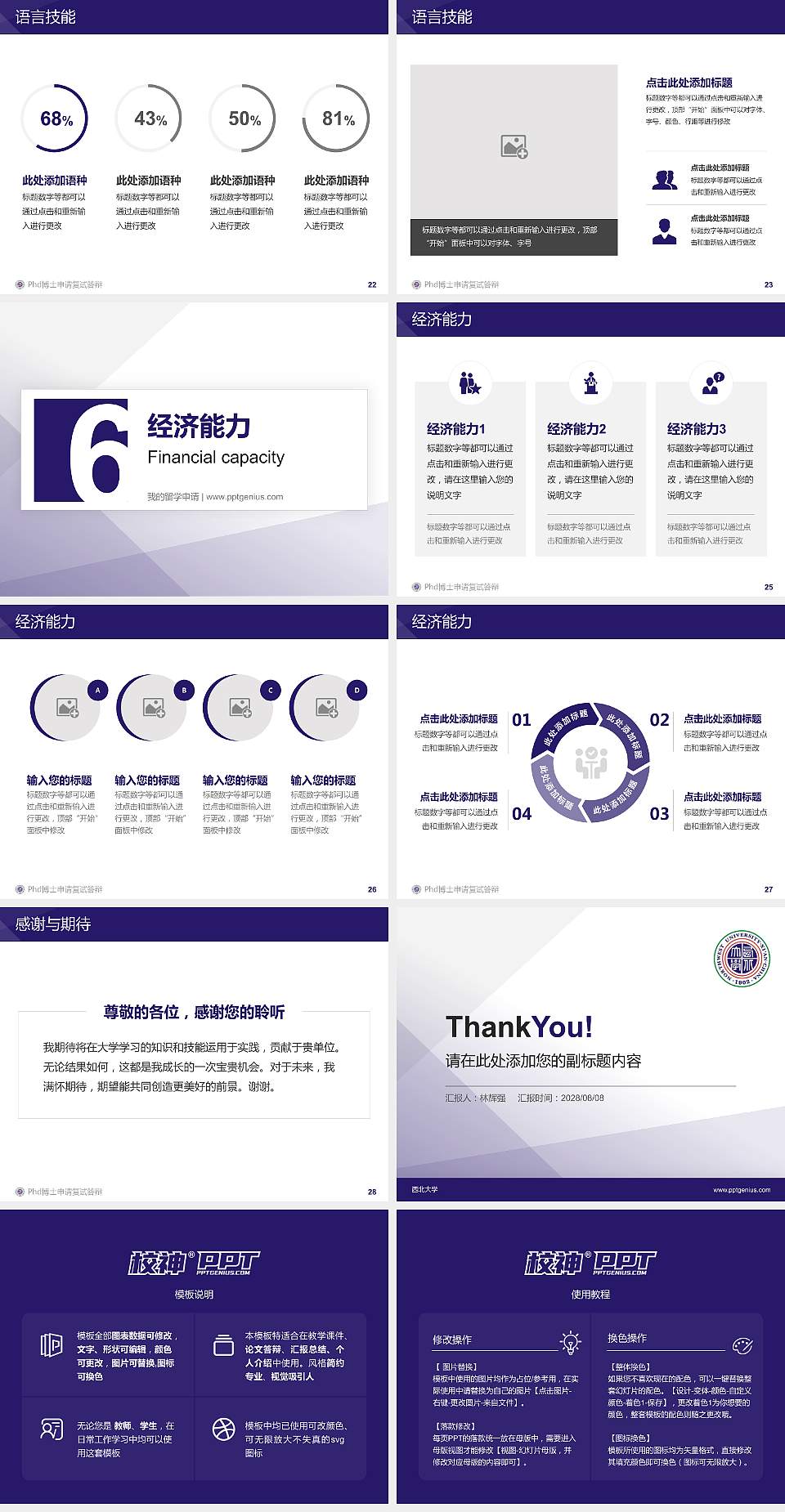 西北大学PhD博士申请面试/复试答辩通用PPT模板4:3格式幻灯片预览图4