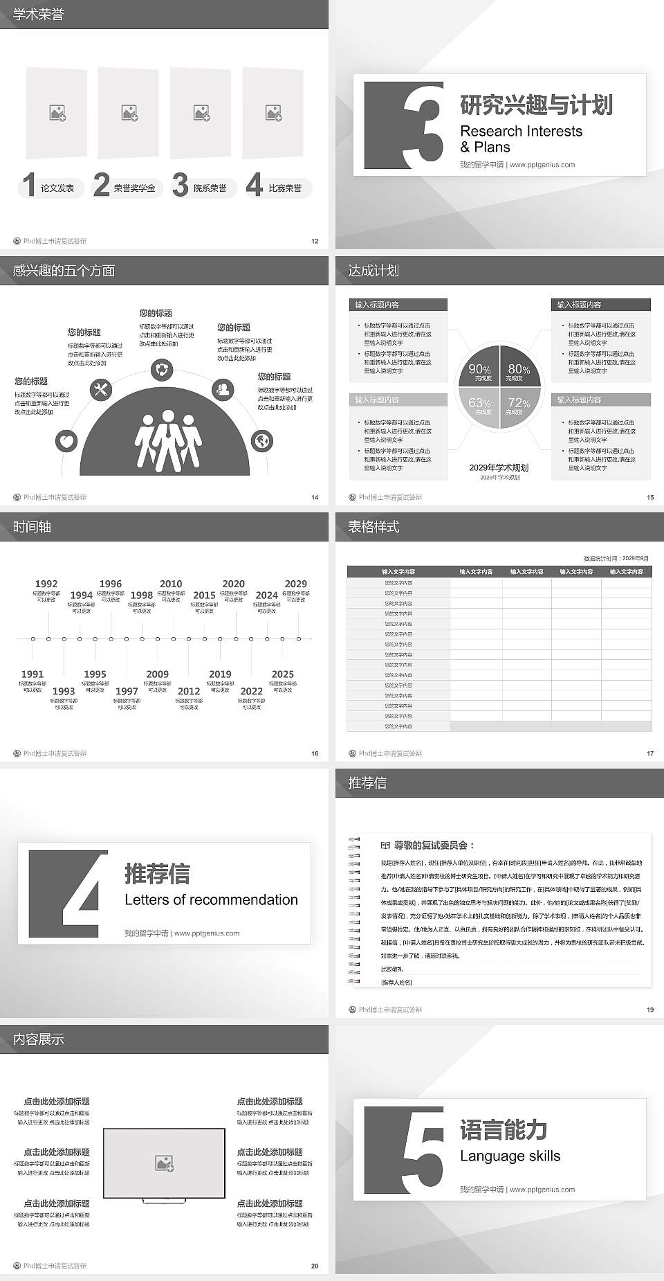 太原旅游职业学院PhD博士申请面试/复试答辩通用PPT模板4:3格式幻灯片预览图3