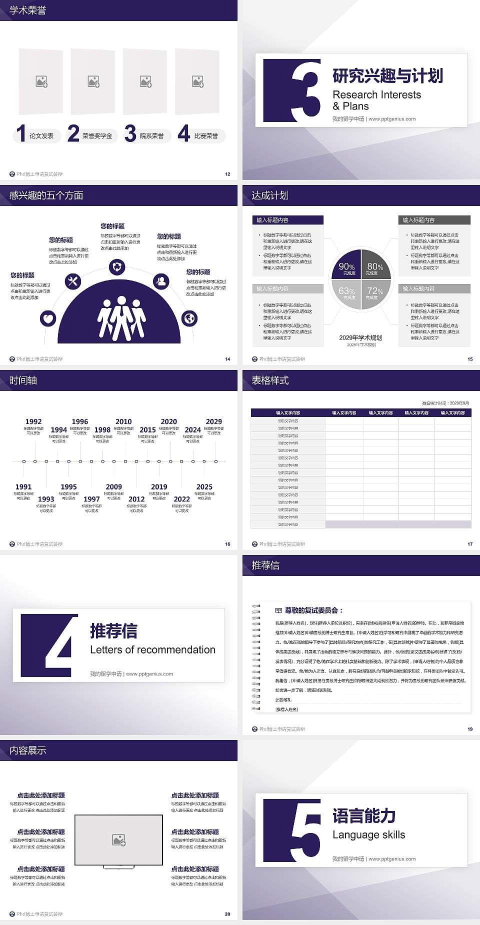 武汉大学PhD博士申请面试/复试答辩通用PPT模板4:3格式幻灯片预览图3