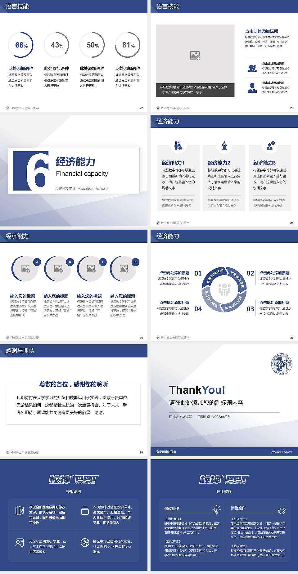 宿迁职业技术学院PhD博士申请面试/复试答辩通用PPT模板4:3格式幻灯片预览图4