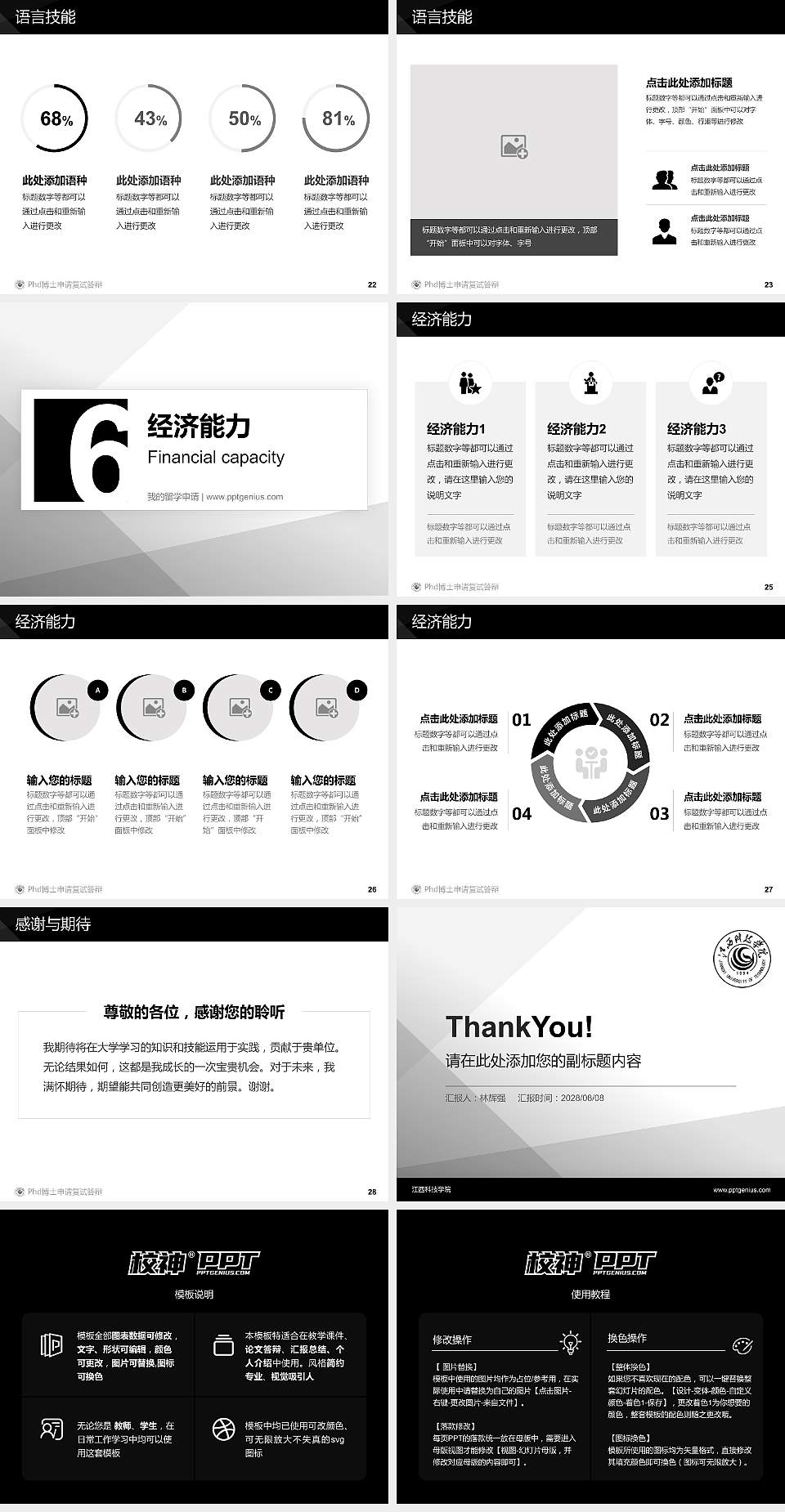 江西科技学院PhD博士申请面试/复试答辩通用PPT模板4:3格式幻灯片预览图4