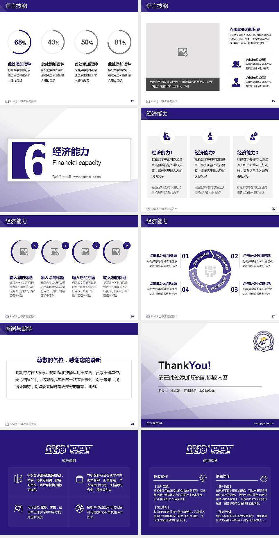 辽宁中医药大学PhD博士申请面试/复试答辩通用PPT模板4:3格式幻灯片预览图4