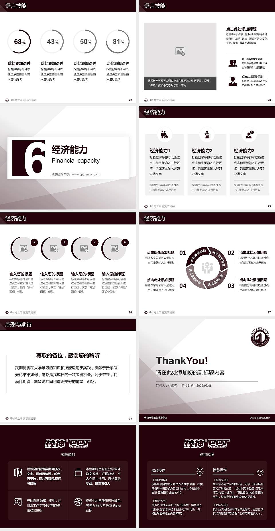 青海高等职业技术学院PhD博士申请面试/复试答辩通用PPT模板4:3格式幻灯片预览图4