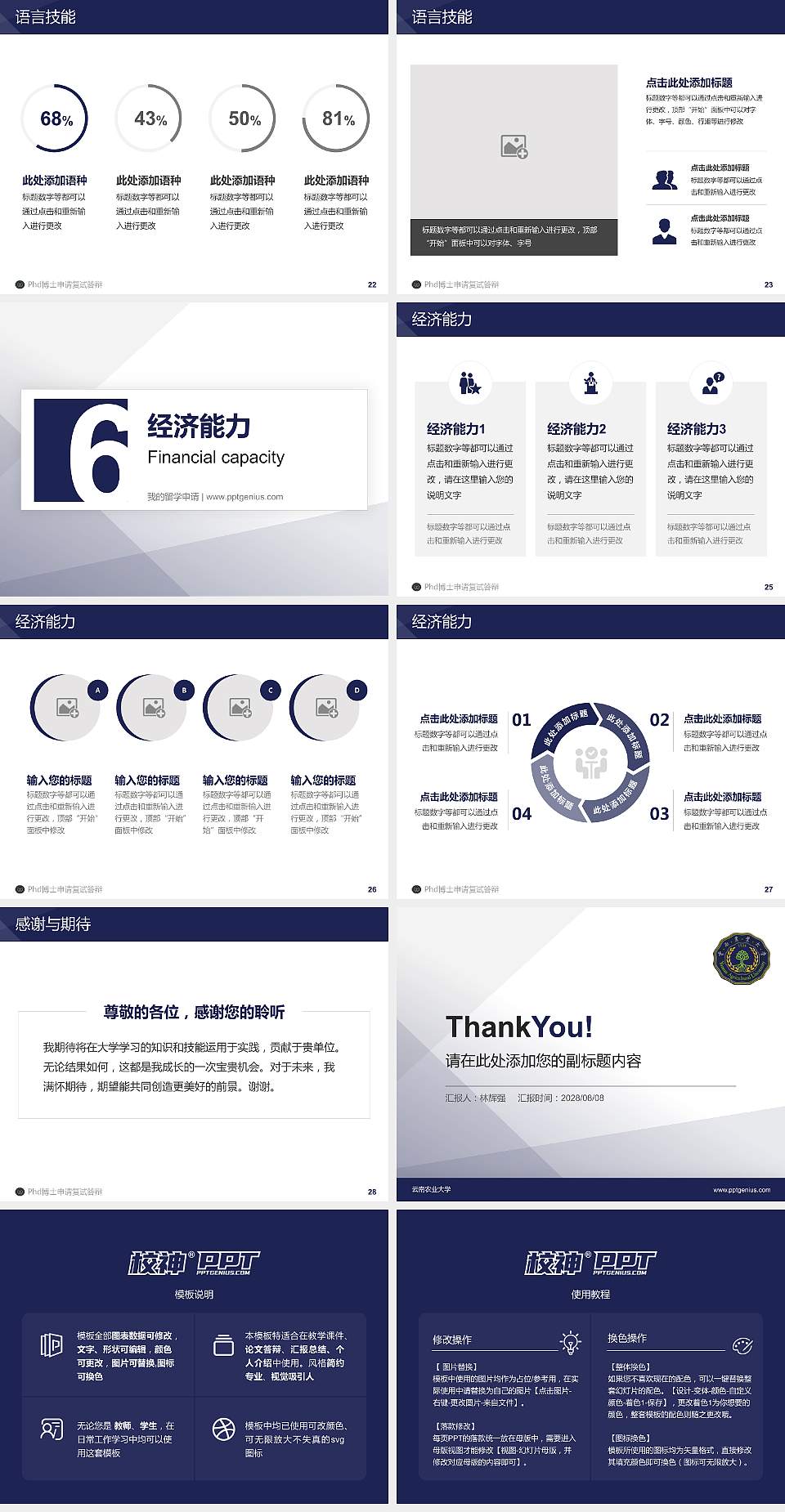 云南农业大学PhD博士申请面试/复试答辩通用PPT模板4:3格式幻灯片预览图4