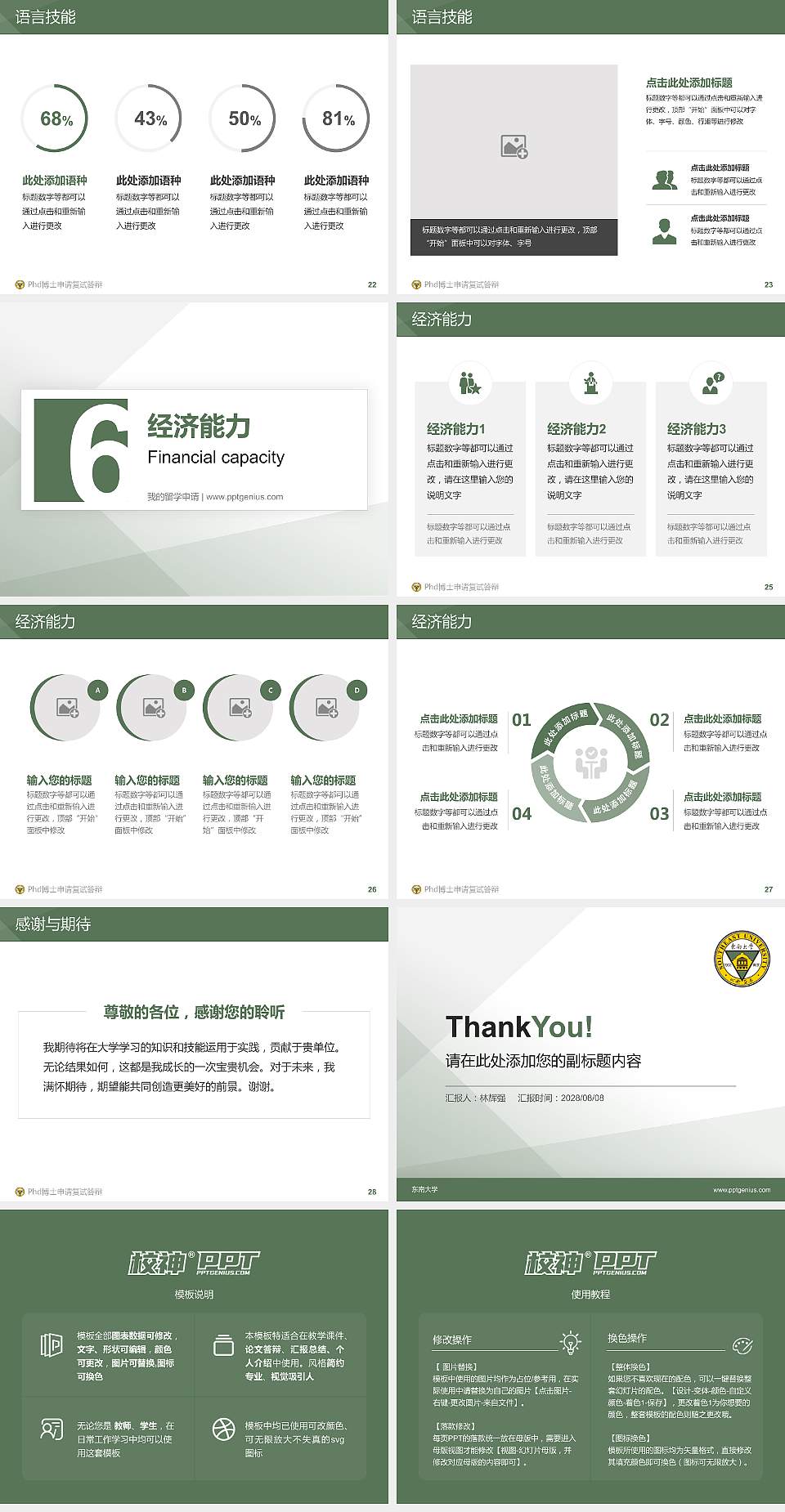 东南大学PhD博士申请面试/复试答辩通用PPT模板4:3格式幻灯片预览图4