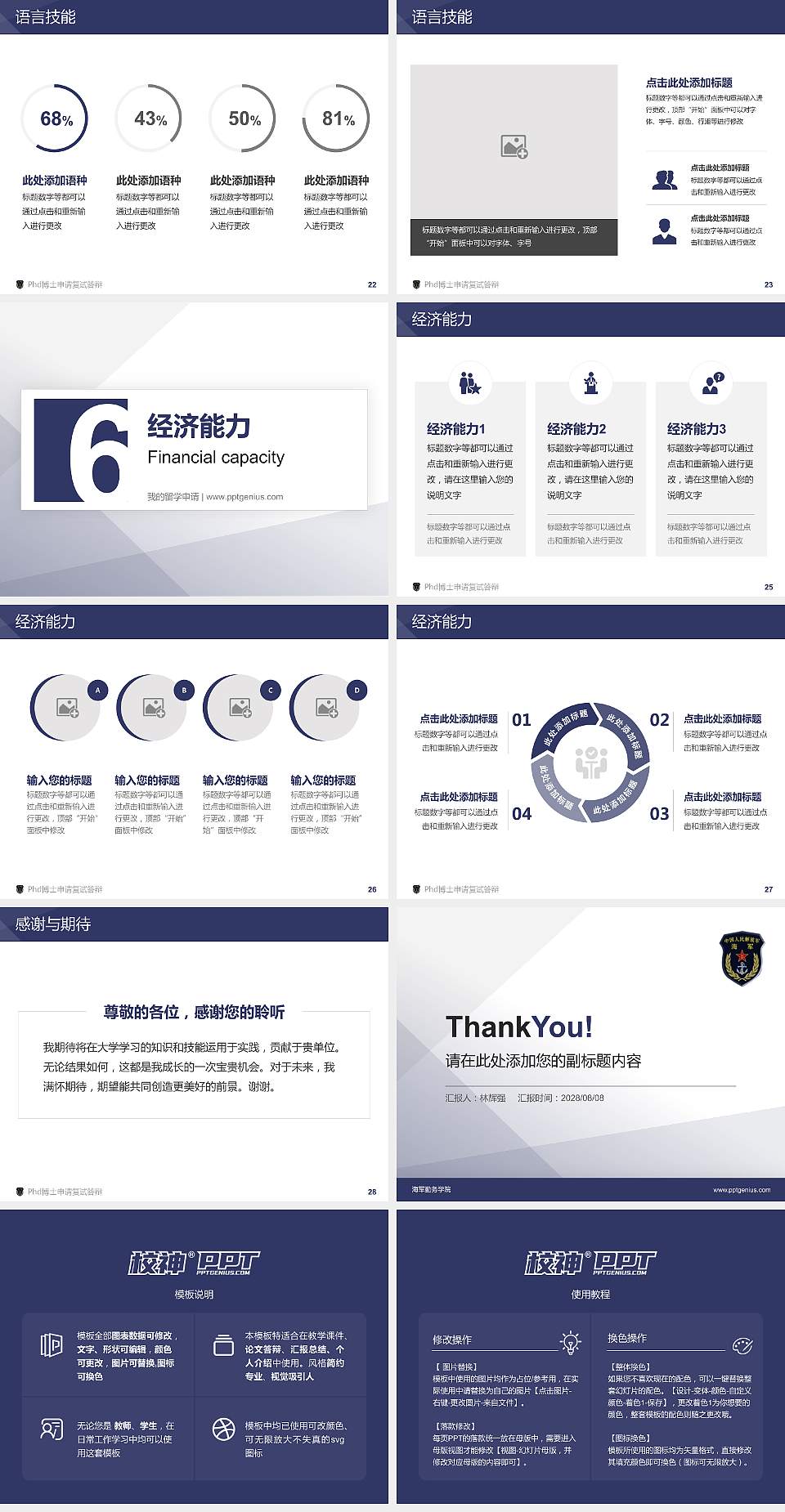 海军勤务学院PhD博士申请面试/复试答辩通用PPT模板4:3格式幻灯片预览图4