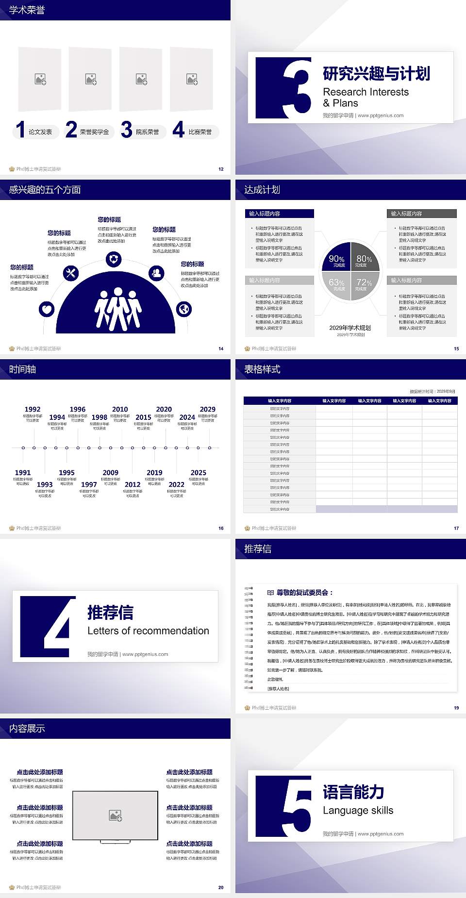 台湾中山大学PhD博士申请面试/复试答辩通用PPT模板4:3格式幻灯片预览图3