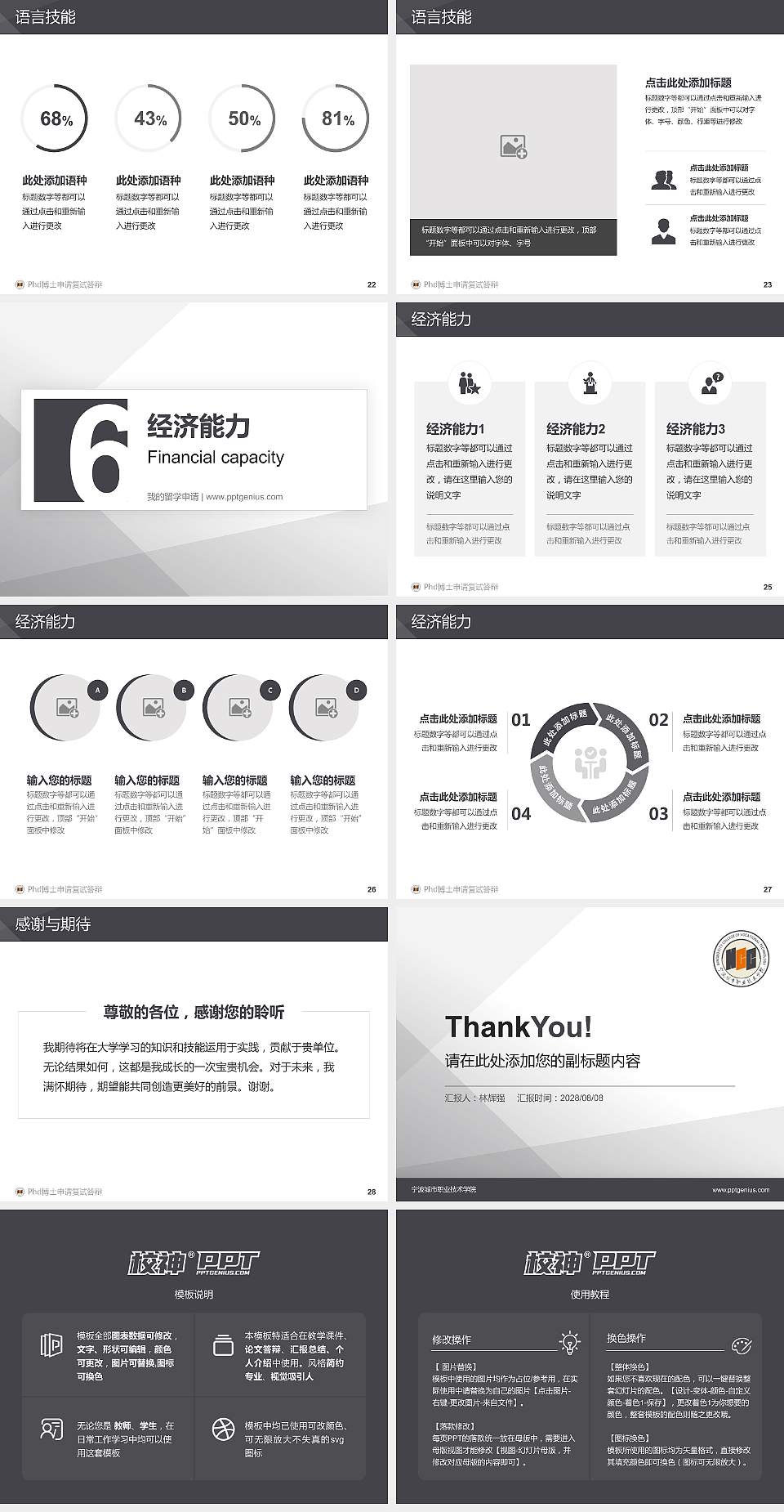 宁波城市职业技术学院PhD博士申请面试/复试答辩通用PPT模板4:3格式幻灯片预览图4