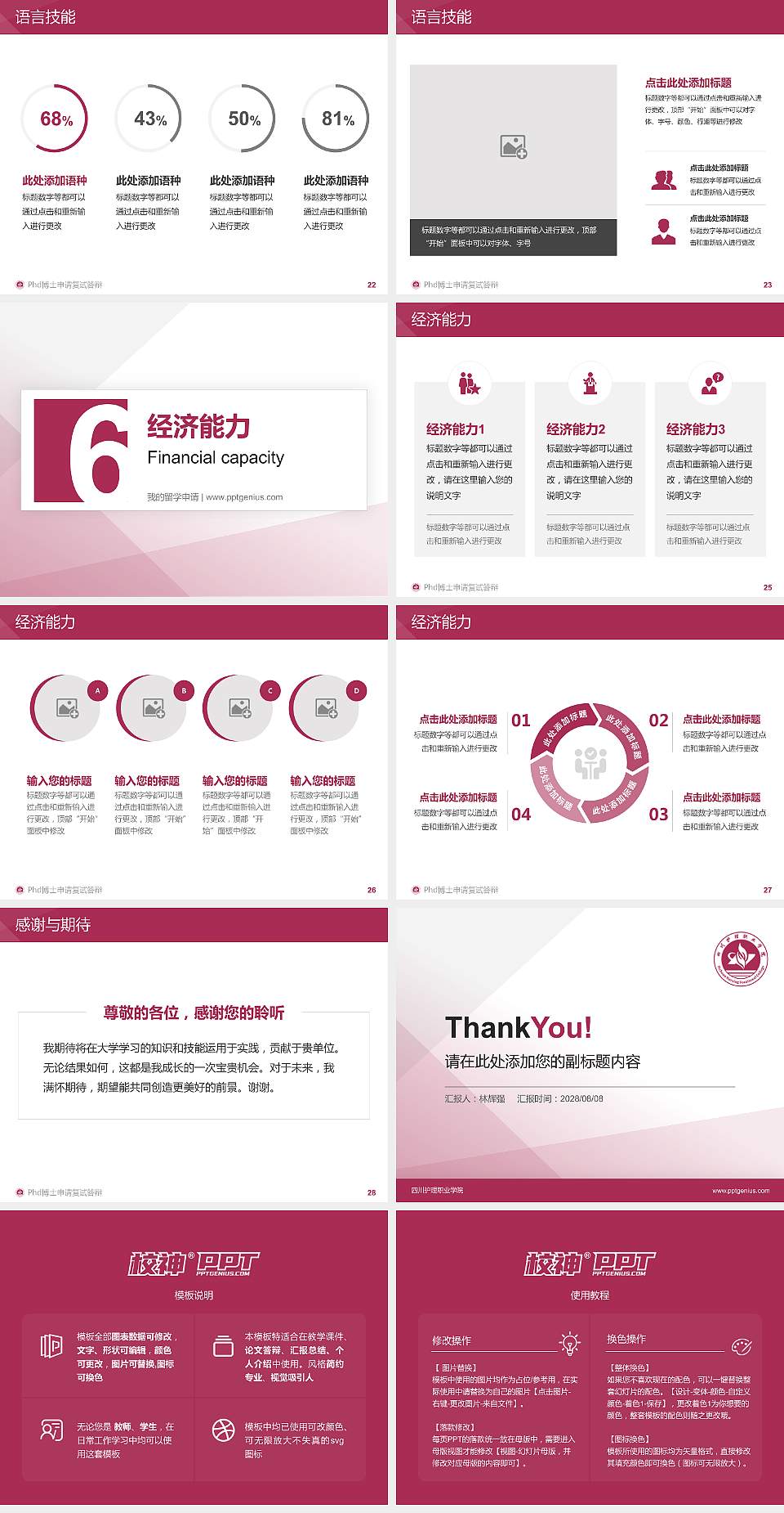 四川护理职业学院PhD博士申请面试/复试答辩通用PPT模板4:3格式幻灯片预览图4