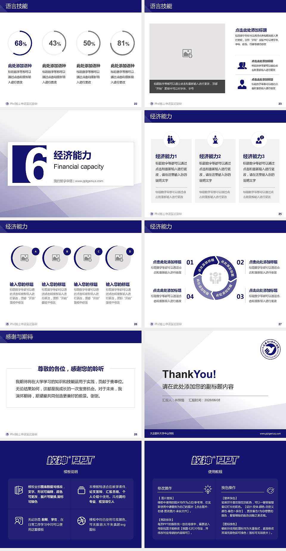 大连医科大学中山学院PhD博士申请面试/复试答辩通用PPT模板4:3格式幻灯片预览图4