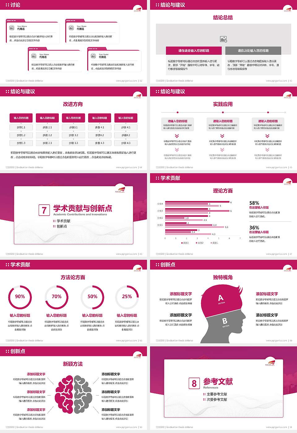 香港城市大学论文答辩标准PPT模板16:9格式幻灯片预览图6