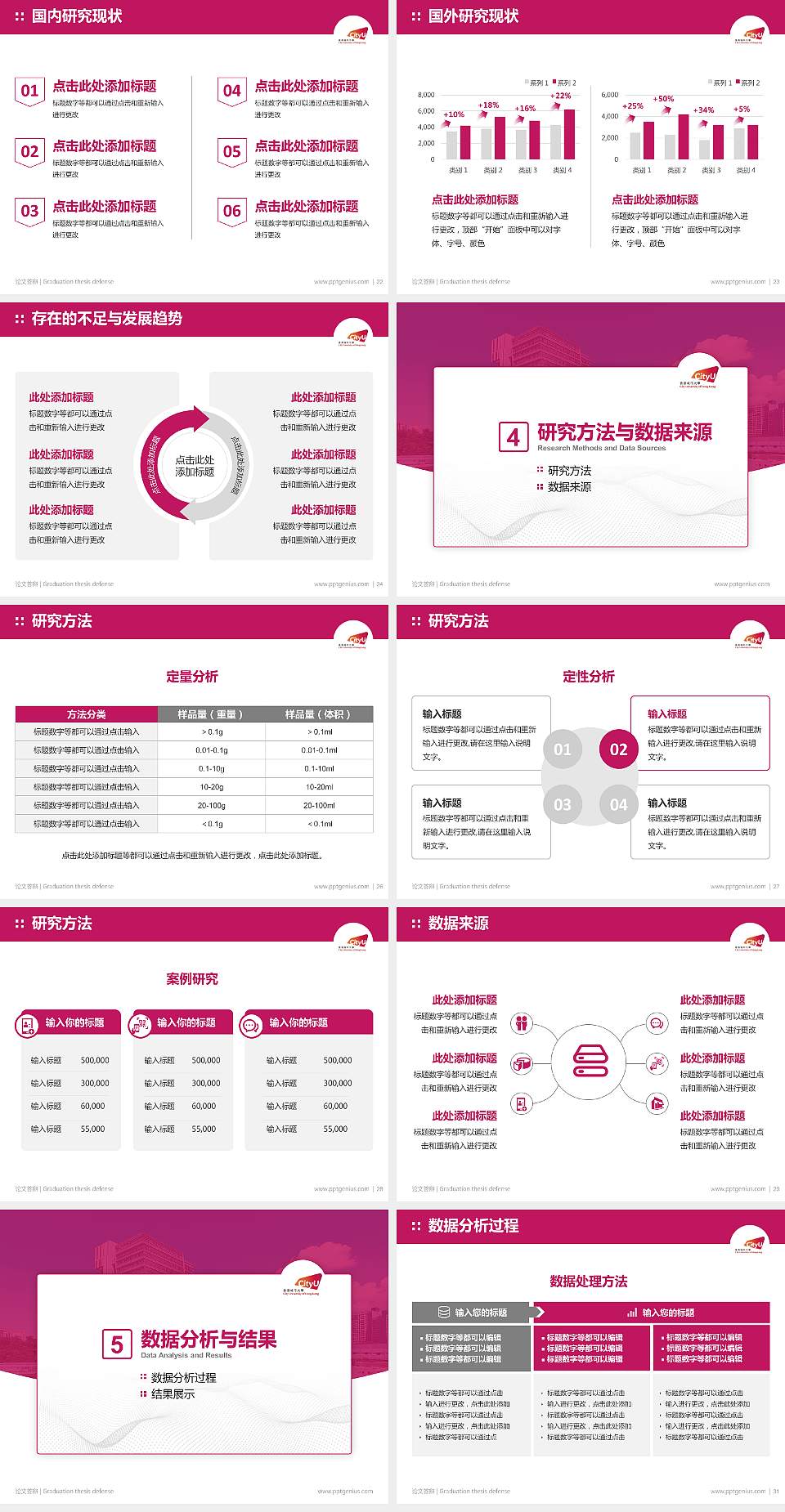香港城市大学论文答辩标准PPT模板4:3格式幻灯片预览图4