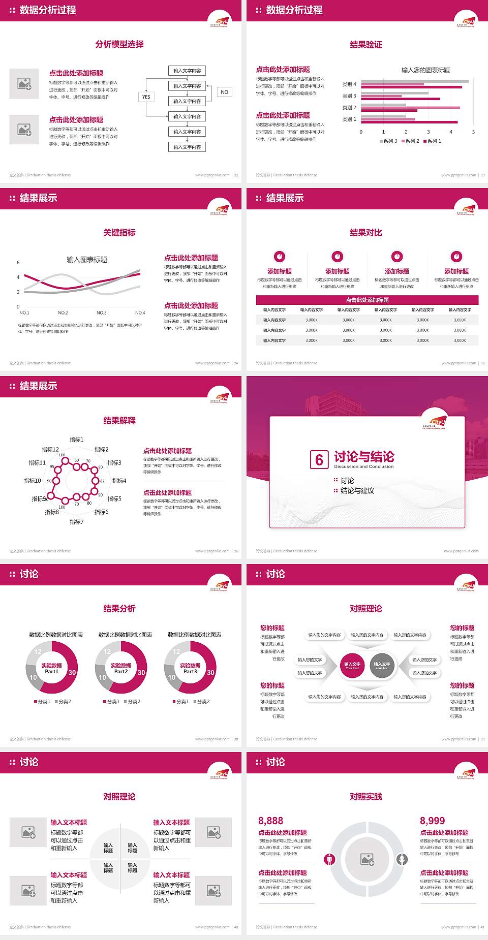 香港城市大学论文答辩标准PPT模板4:3格式幻灯片预览图5