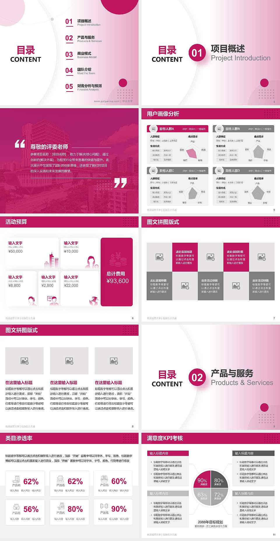 香港城市大学全国大学生创新创业大赛计划书PPT模板4:3格式幻灯片预览图2