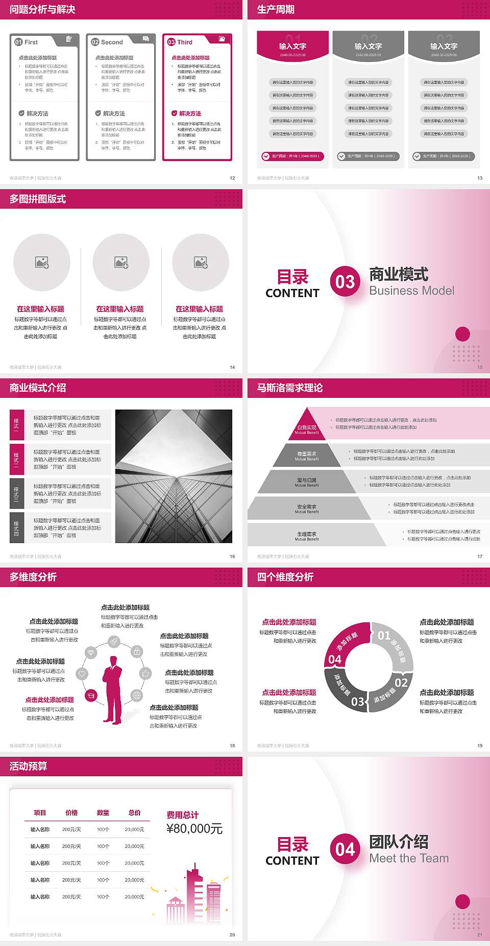 香港城市大学全国大学生创新创业大赛计划书PPT模板4:3格式幻灯片预览图3