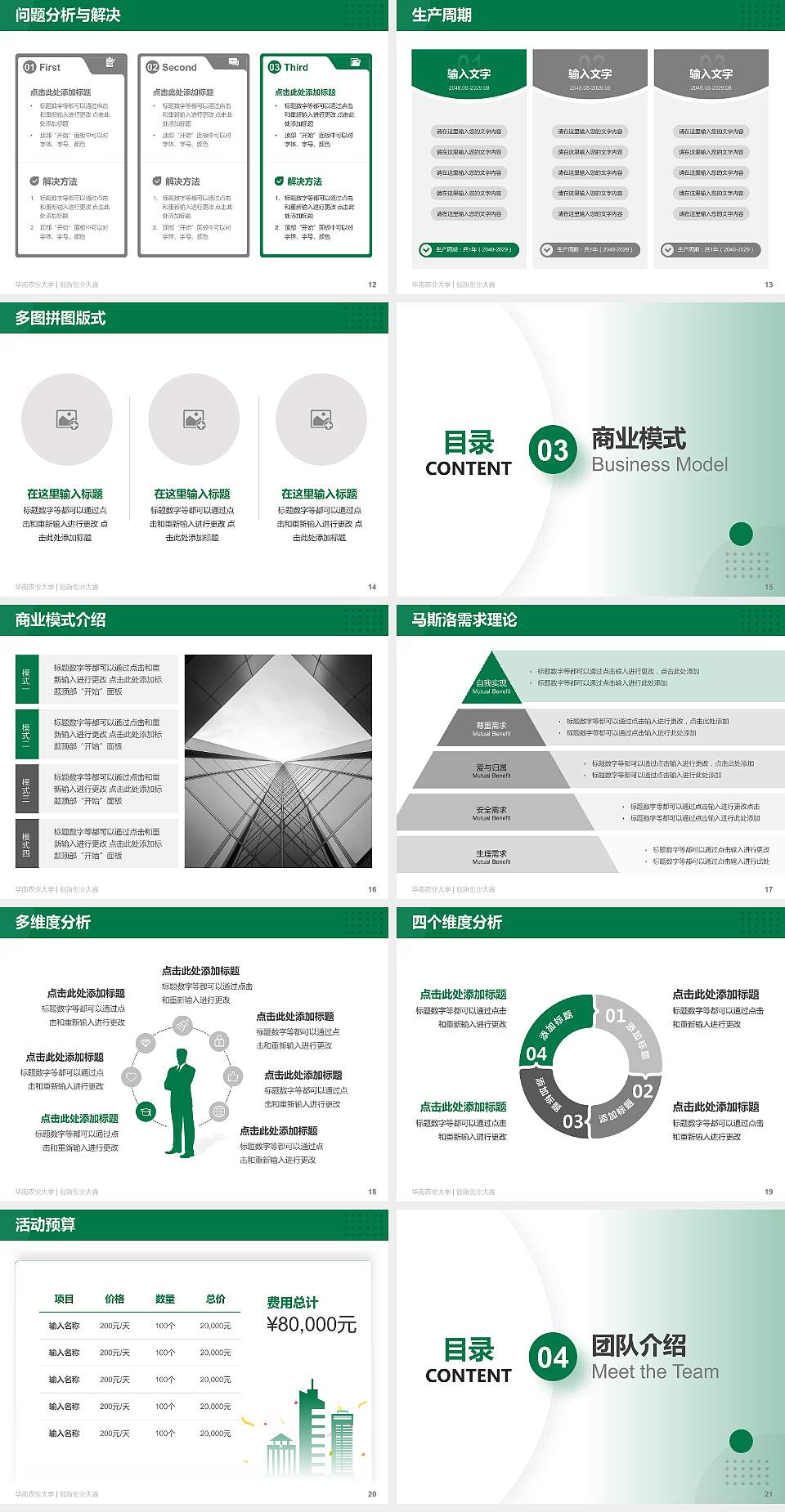 华南农业大学全国大学生创新创业大赛计划书PPT模板4:3格式幻灯片预览图3