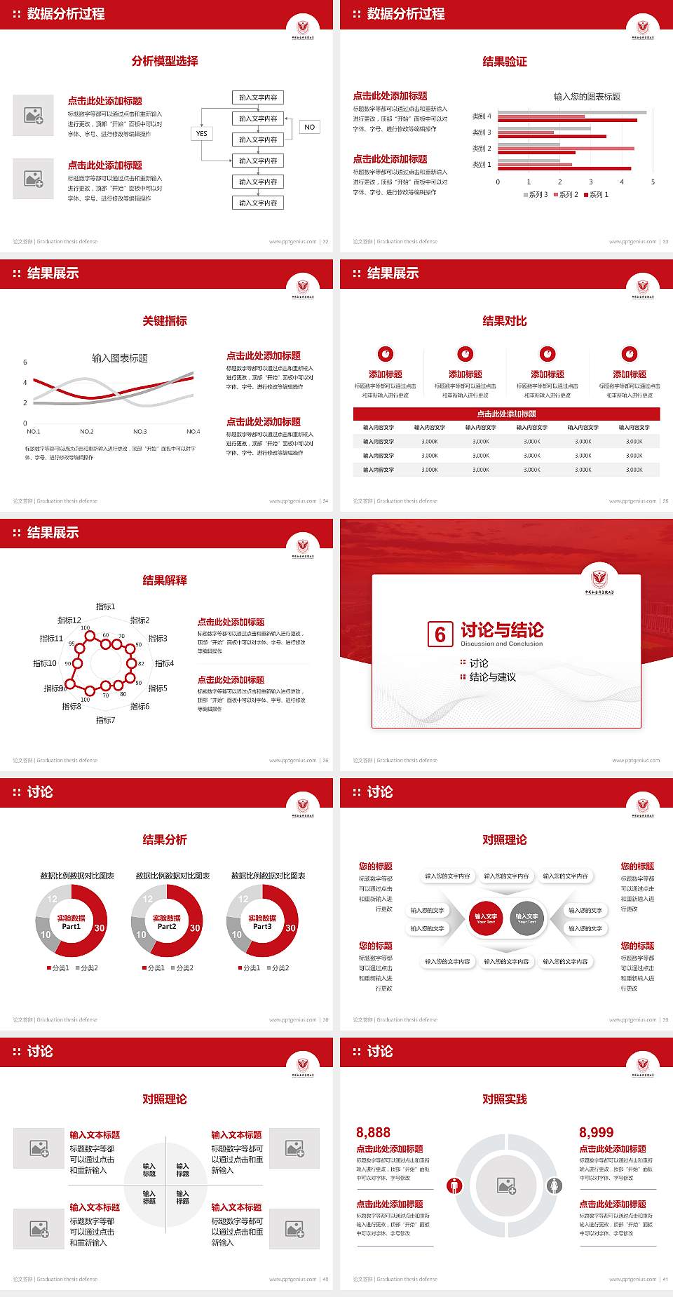 中国社会科学院大学论文答辩标准PPT模板4:3格式幻灯片预览图5