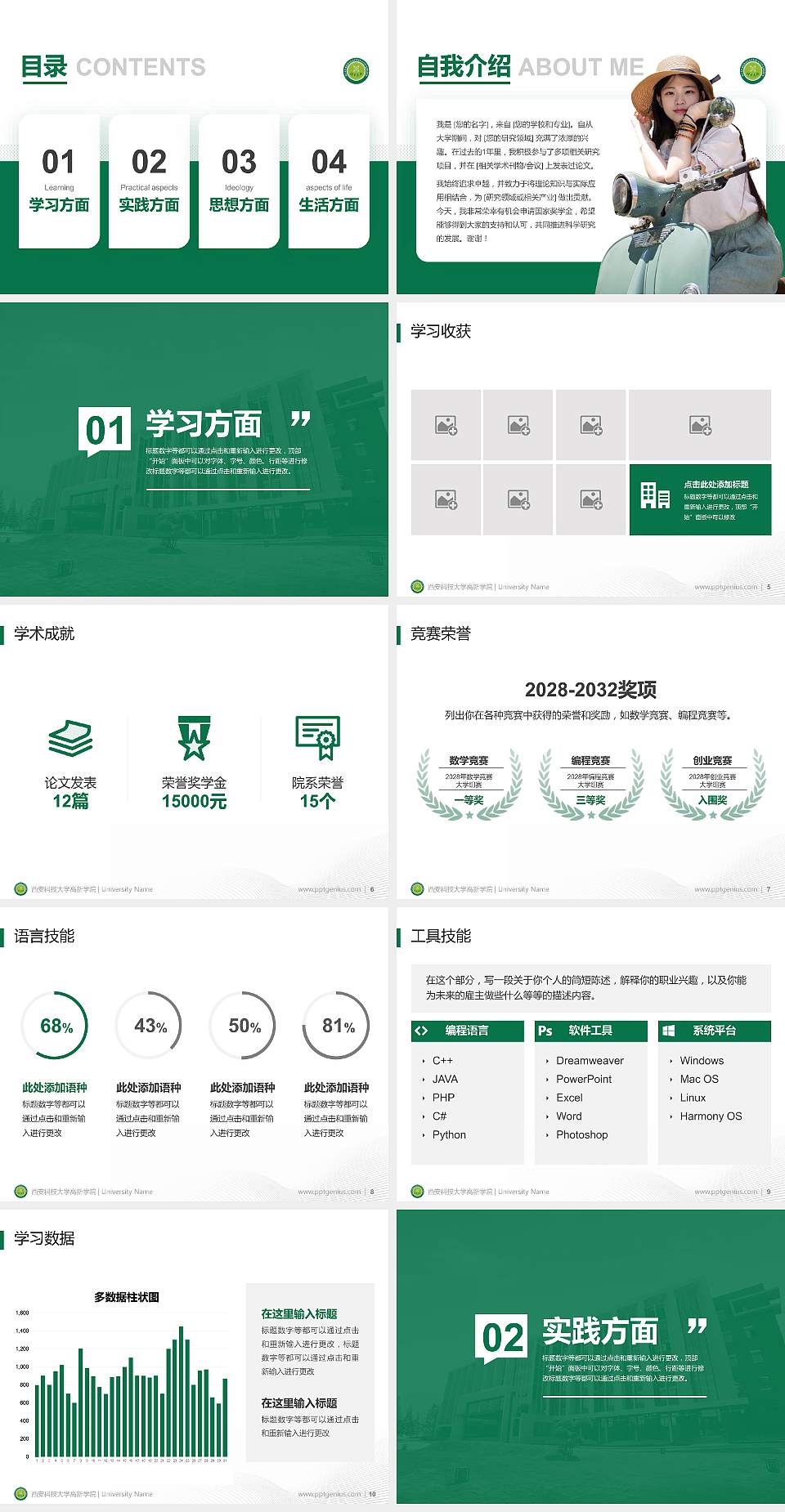 西安科技大学高新学院专用国家奖学金答辩PPT模板4:3格式幻灯片预览图2