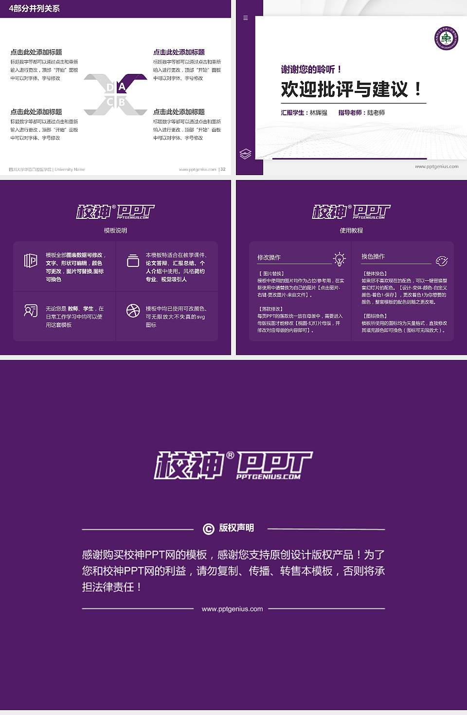 四川大学华西口腔医学院硕士研究生/本科生毕业论文答辩/开题报告通用PPT模板4:3格式幻灯片预览图5