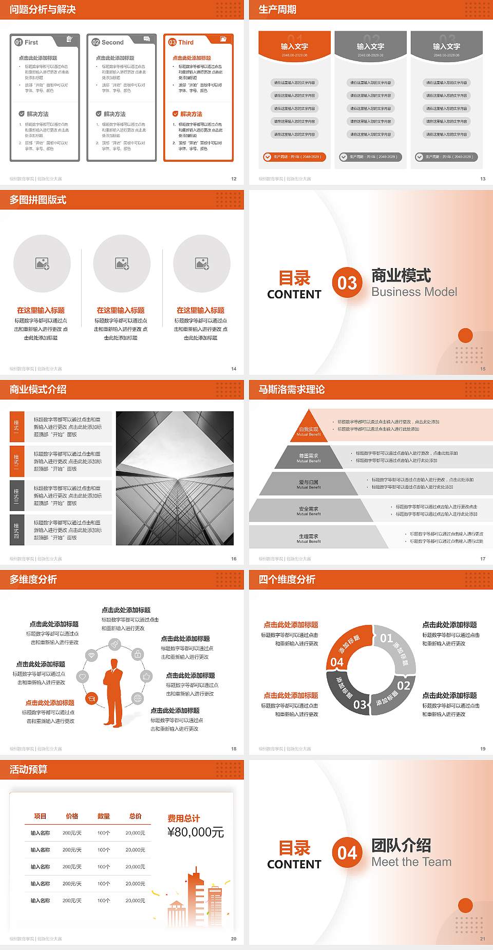 福州教育学院全国大学生创新创业大赛计划书PPT模板4:3格式幻灯片预览图3