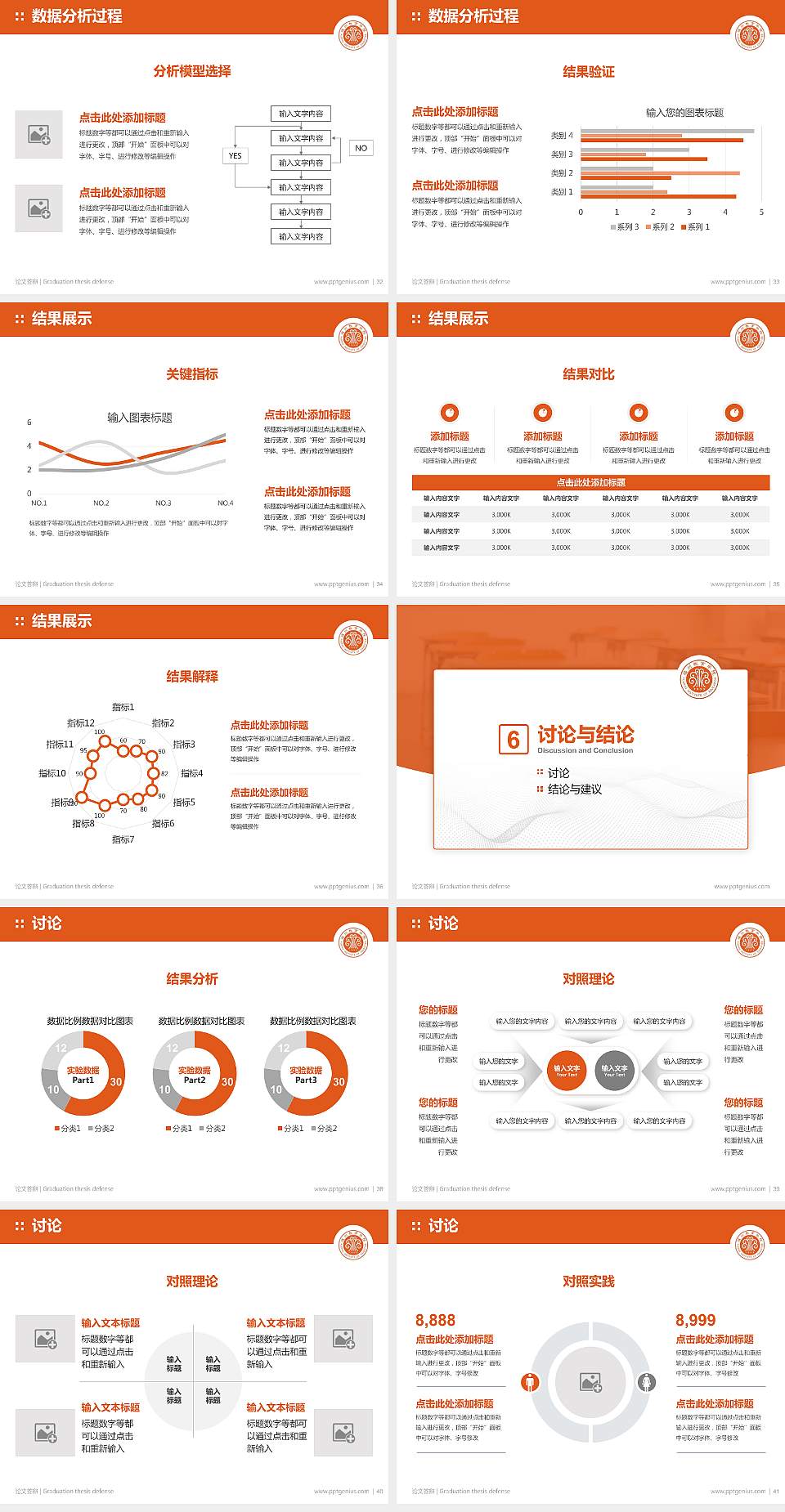 福州教育学院论文答辩标准PPT模板4:3格式幻灯片预览图5
