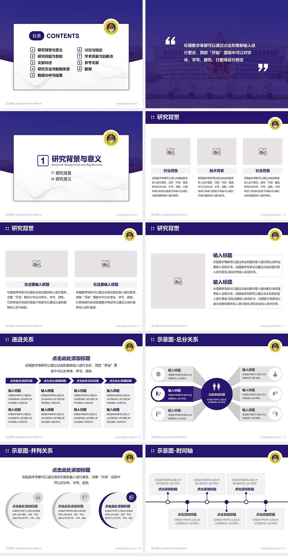 中国人民解放军海军工程大学论文答辩标准PPT模板4:3格式幻灯片预览图2