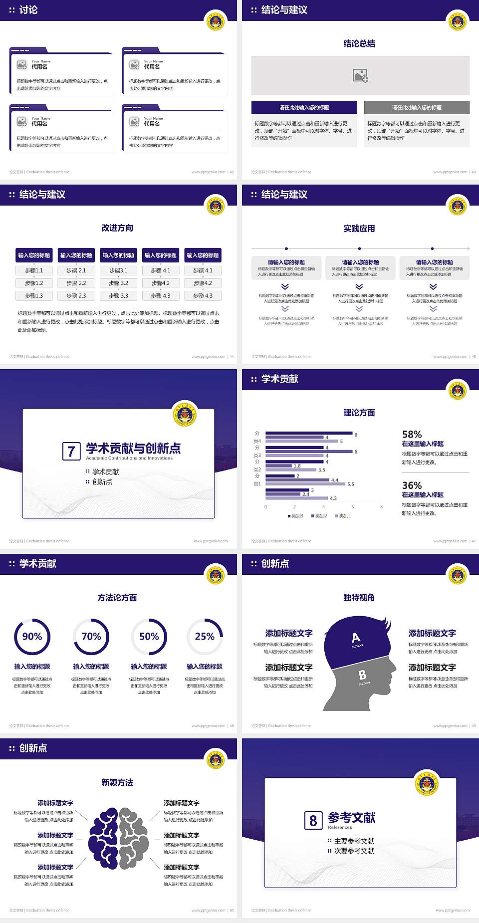 中国人民解放军海军工程大学论文答辩标准PPT模板4:3格式幻灯片预览图6