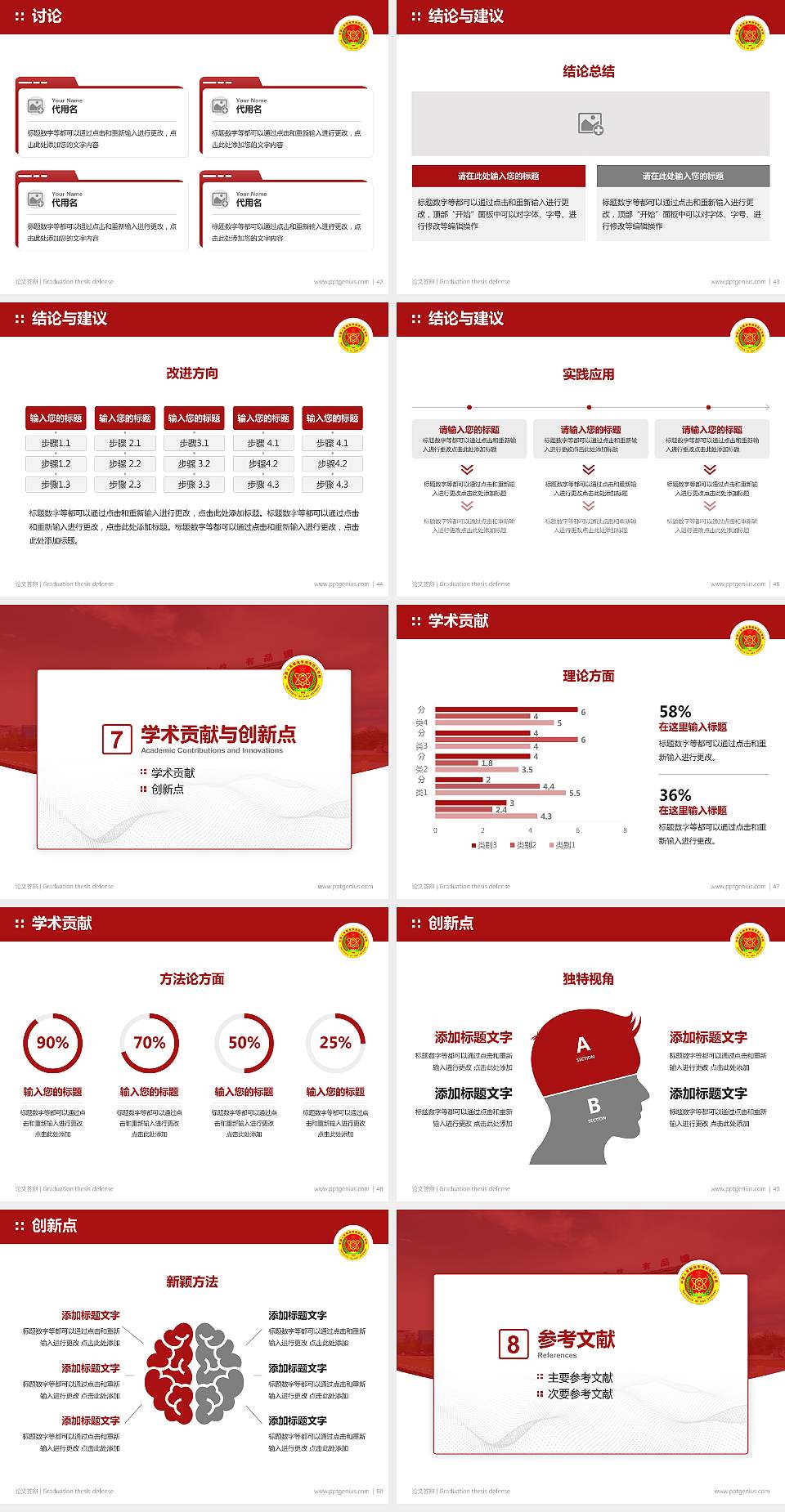 中国人民解放军陆军防化学院论文答辩标准PPT模板4:3格式幻灯片预览图6