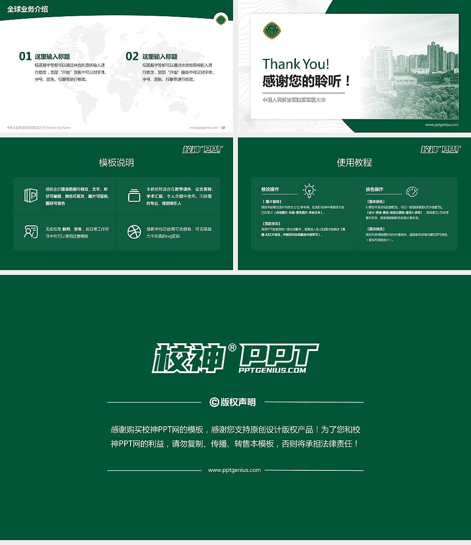 中国人民解放军陆军军医大学学术汇报/学术交流研讨会通用PPT模板16:9格式幻灯片预览图5