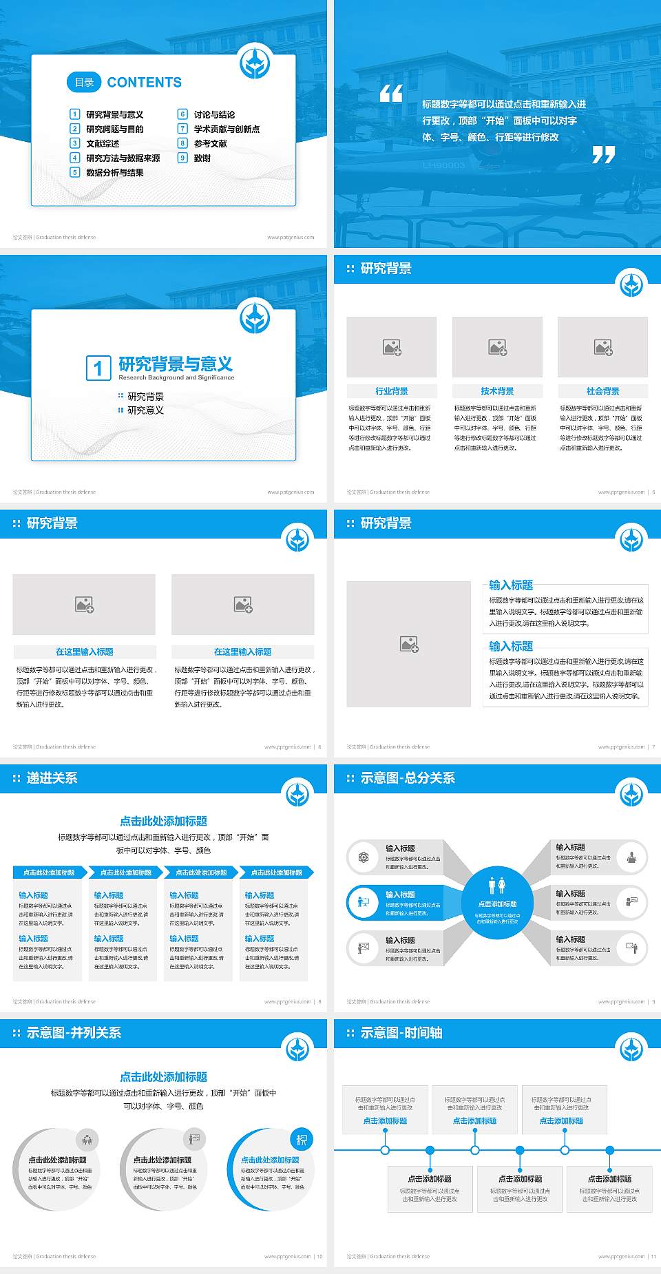 中国人民解放军空军第一航空学院论文答辩标准PPT模板4:3格式幻灯片预览图2