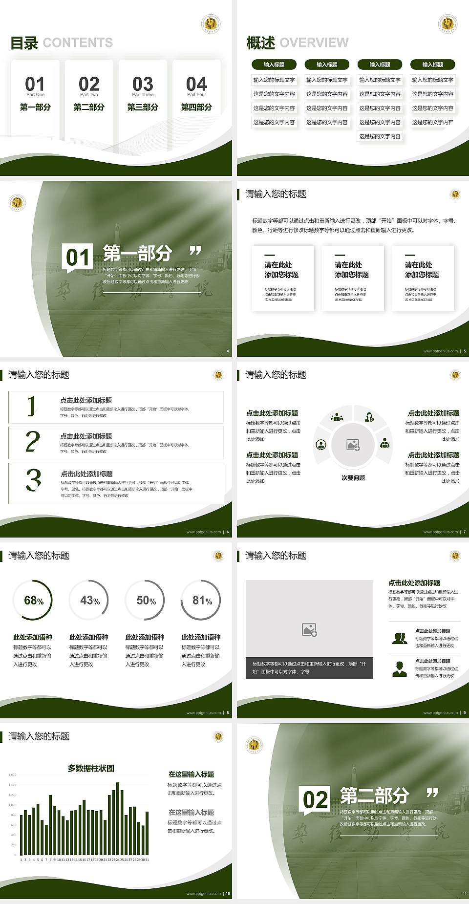 中国人民武装警察部队后勤学院专题讲座/学术交流会PPT模板4:3格式幻灯片预览图2